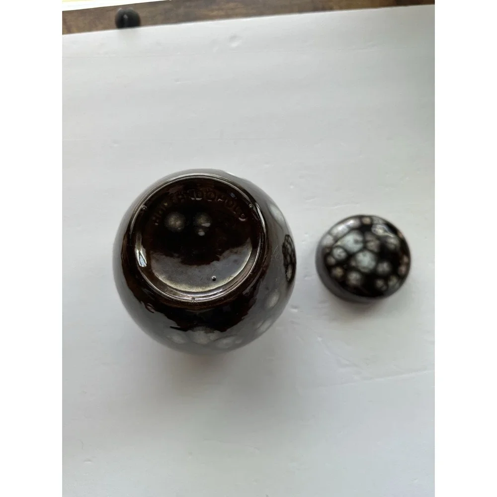 Studio Pottery Lidded Ginger Jar Dark Brown Crystalline Glaze Trinket Jar 6